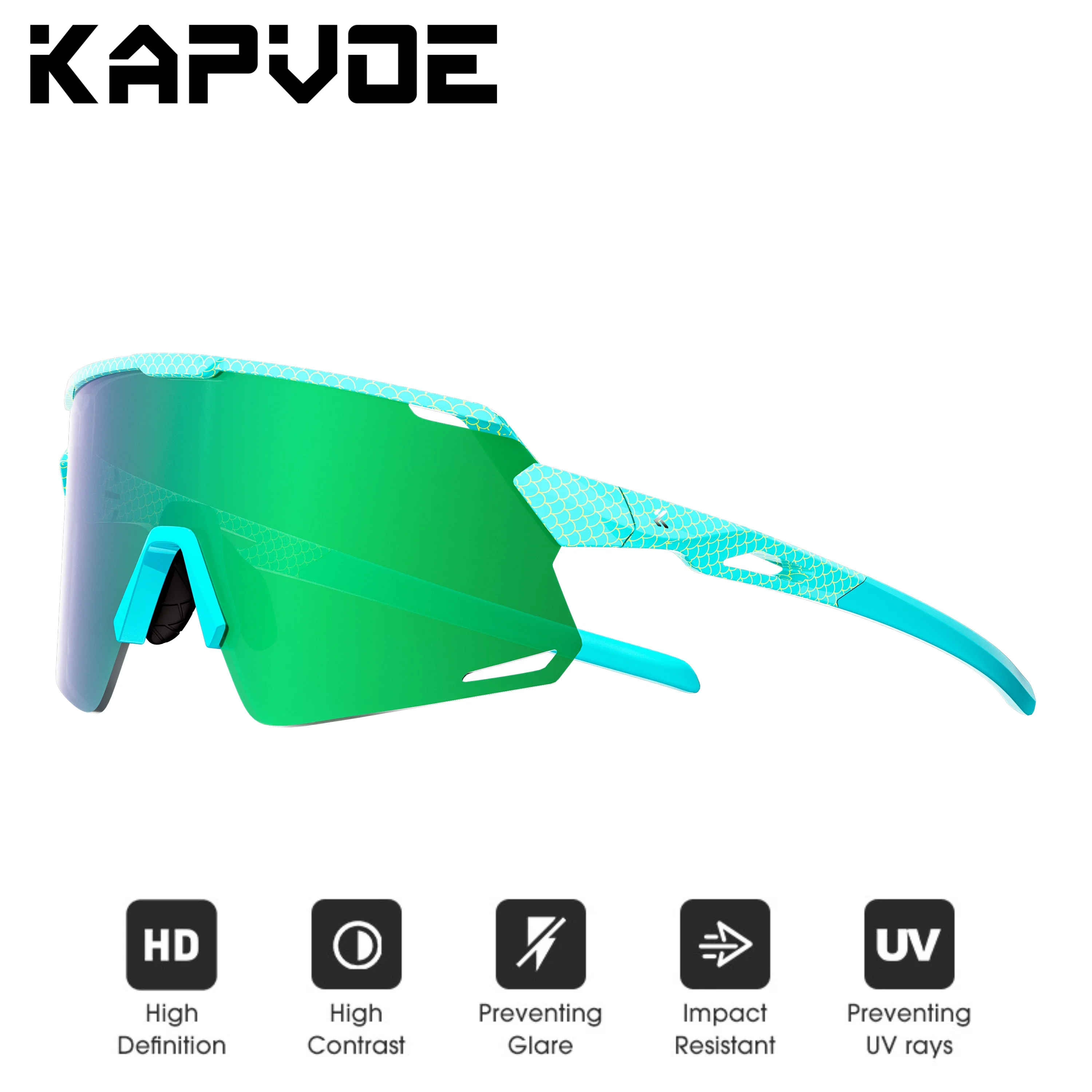 Kapvoe Sports Sunglasses Cycling Glasses Waterproof High Define Lenses Wide Vision Adjustable Nose Pad Men Women UV400 2026
