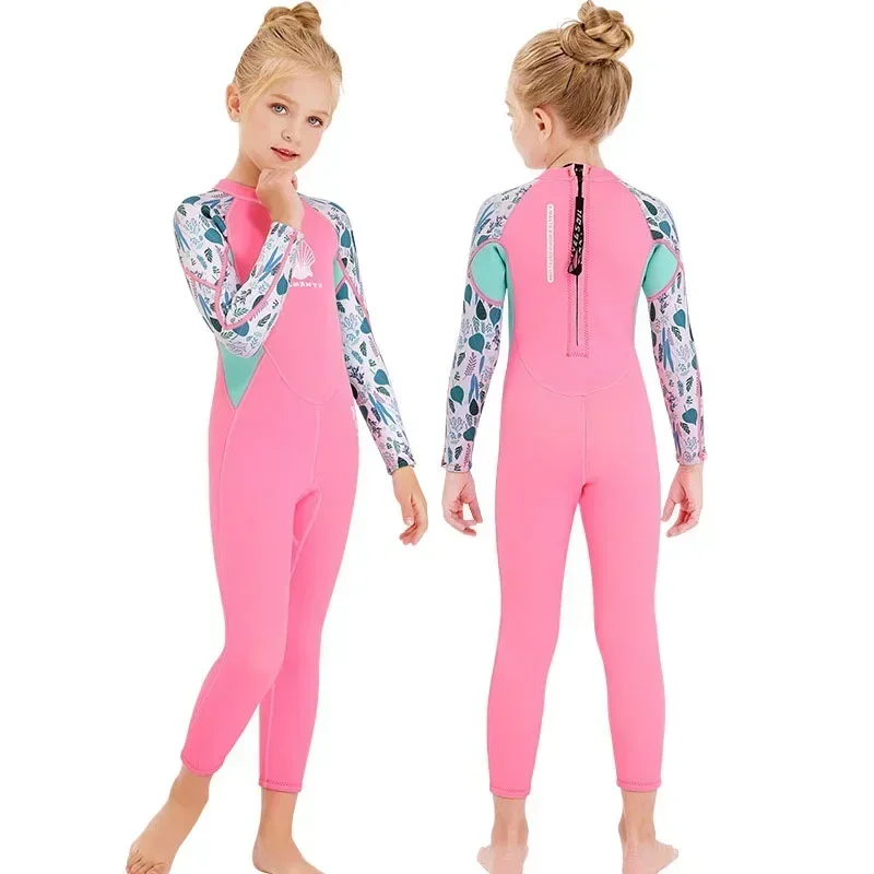 

2.5mm Neoprene Kids Wetsuit Children Warm Diving Suits Swimwear Girls Long Sleeve Surfing Swimsuits Jellyfish Sun Protection