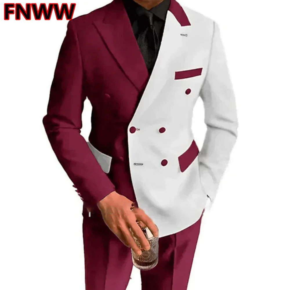 

Slim Fit Peak Lapel 2 Piece Wedding Men's Suits Fashion Style Blazer Pants Formal Business Party Groom Wear Tuxedos Costume Homm