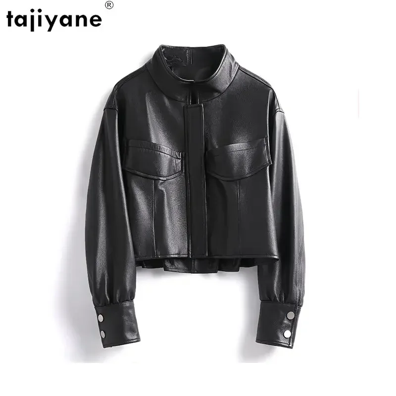 Takiyane blouson en cuir véritable femme, court, pour moto, printemps-automne 2023