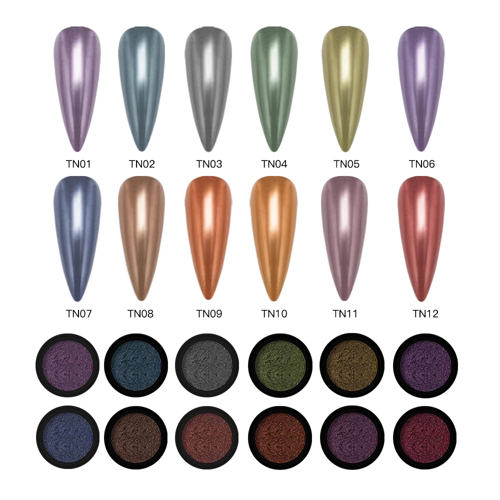 HNDO Kleurrijk Chroom Spiegelpoeder Metallic Effect Pigment Stof Manicure Nail Art Decoratie Glitter