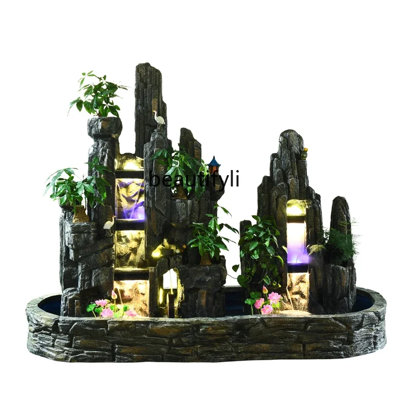 

Big rockery flowing water fountain hotel villa courtyard garden fish pond waterfall landscaping outdoor living room ornament