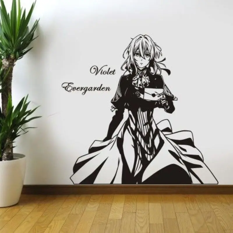 Фиолетовая Настенная Наклейка Evergarden, виниловые наклейки kitashherawa, Декор для дома, декоративное украшение, аниме автомобиль