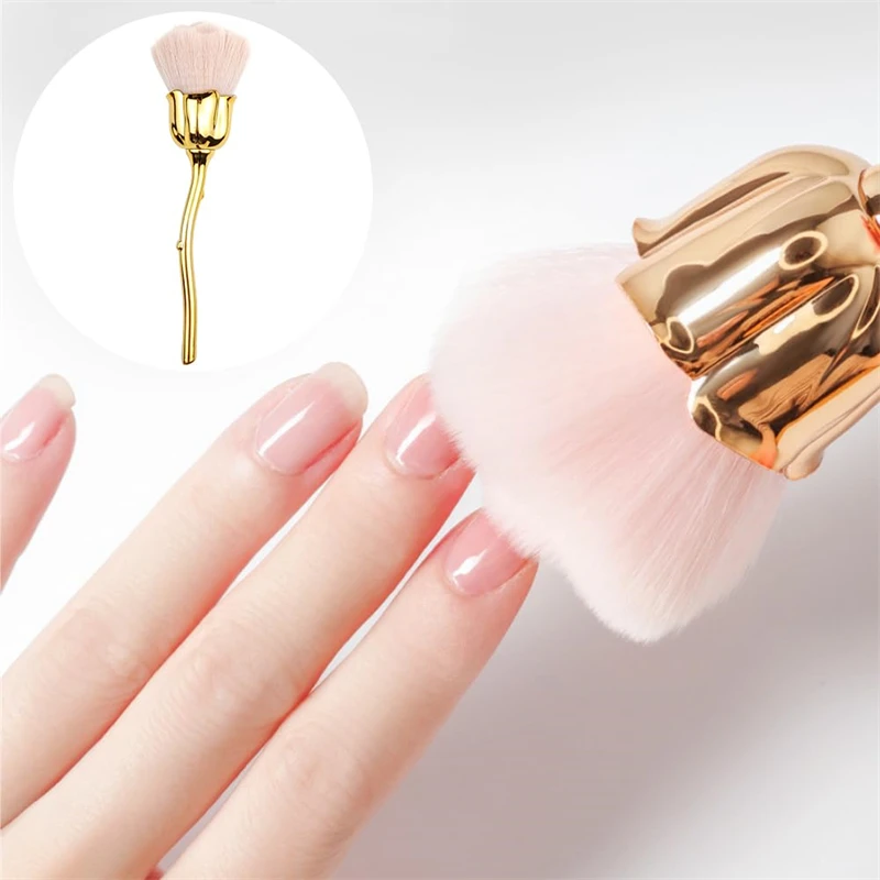 バラの花の形をしたメイクブラシ、丸型メイクアップルースパウダーブラシ、マニキュアネイルポリッシングダスト除去ブラシ、ビューティーメイクアップツール