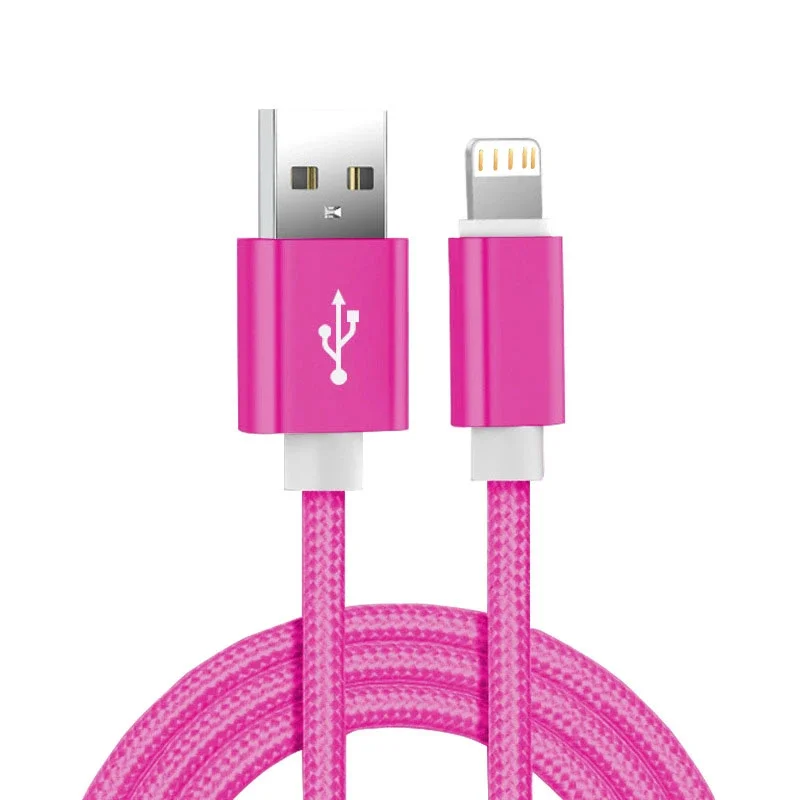 Metal Nylon Braided USB Charger Cable for iPhone 14 8 7 6S Plus X XR XS 11 12 13 Pro Max iPad 9 Fast Charging Data Cord 1m 2m 3m