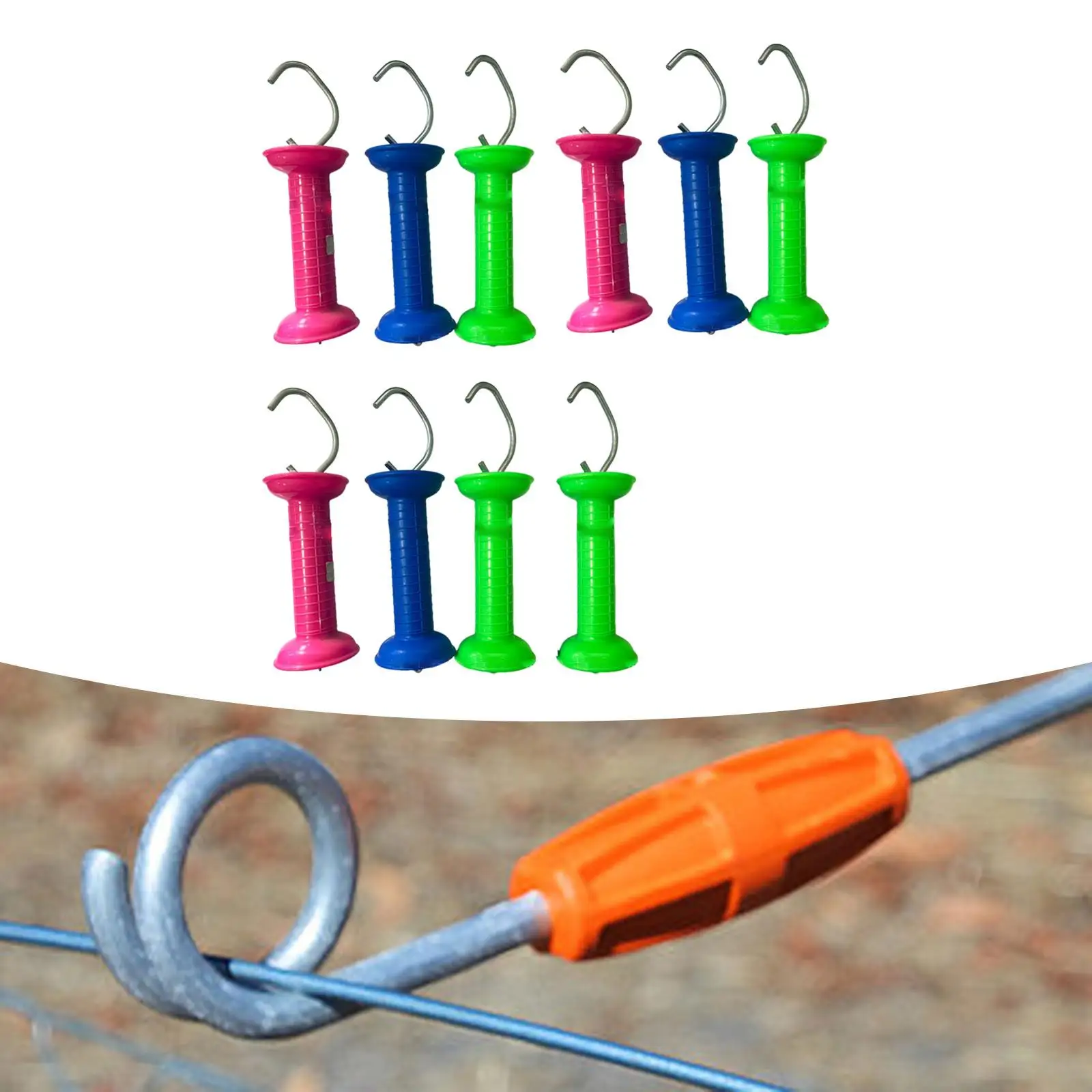 

10x Electric Fence Gate Handles Insulators Random Color Outdoor Replacement Part Fence Door Handle for Farmer Farm Livestock