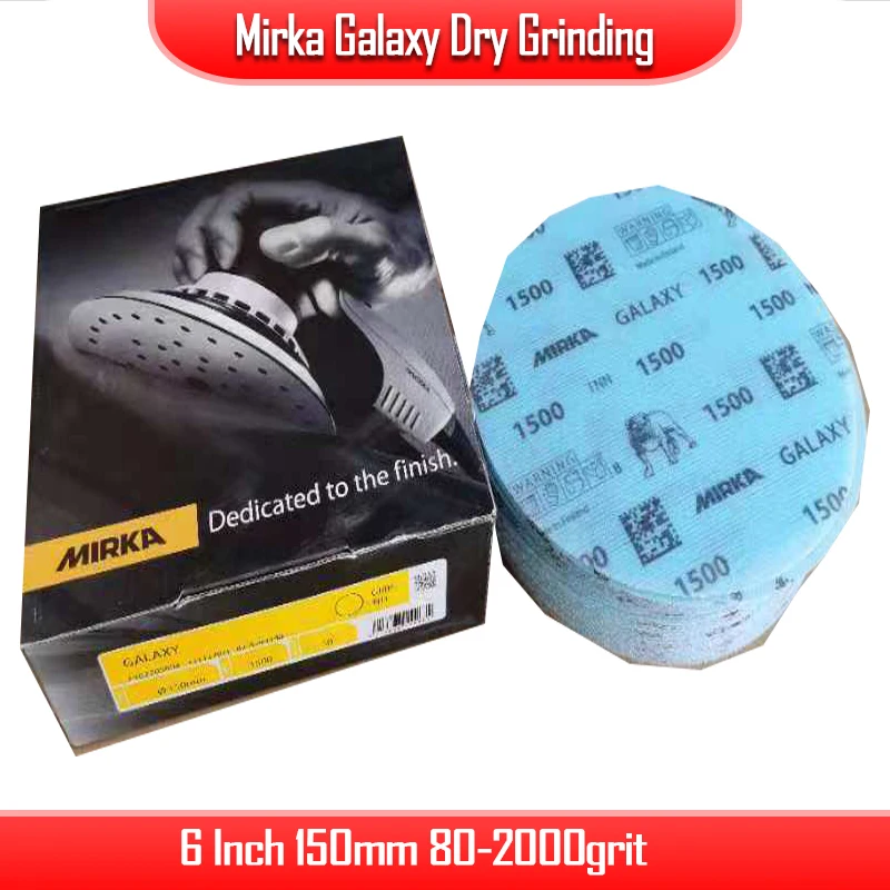 Mirka Grinding Disc Galaxy 6inch 150mm Car Beauty Dry Scrub Paper Flocked Wood Furniture Hardware Polishing Abrasive 80-2000grit