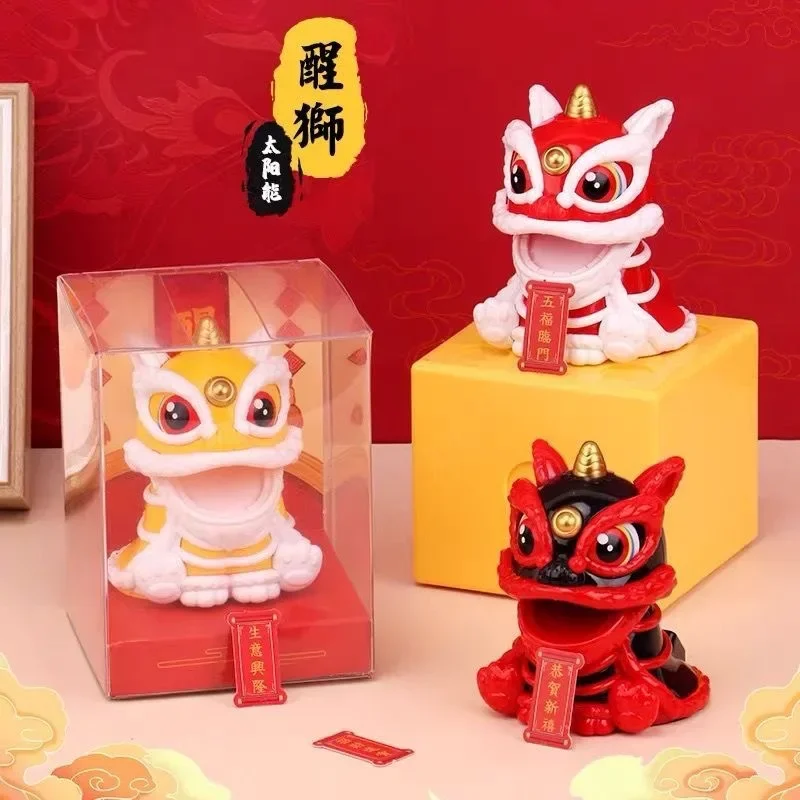 

Mascot Ornament Chinese Style Lucky Dancing Lion Model Solar Powered Home Decoration Holiday Gifts Bring Wealth Good Fortune