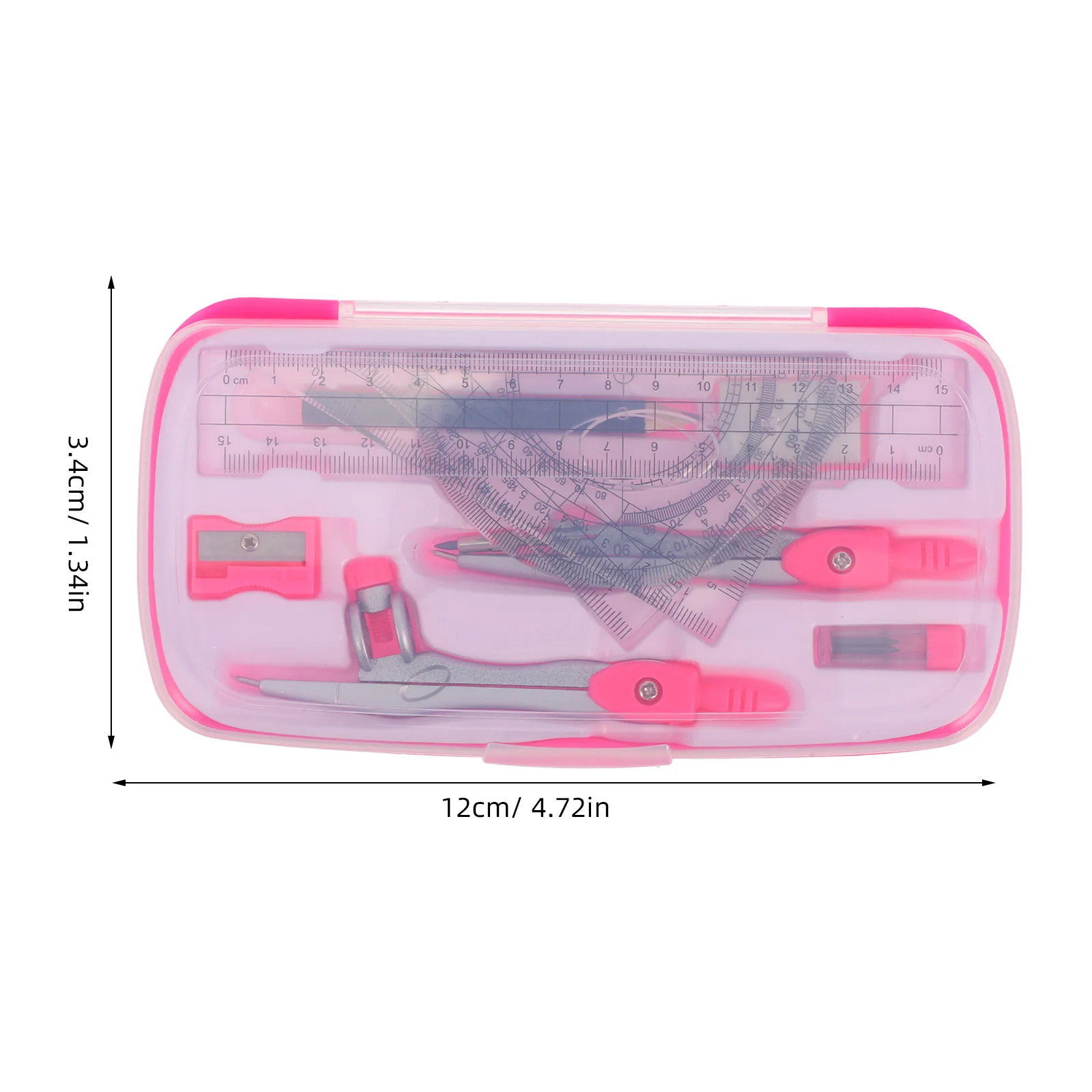 1 Juego de Kit de geometría matemática, reglas de lápiz, borrador, transportador, brújula, Kit de geometría matemática, suministros para estudiantes, brújulas con protecto de matemáticas