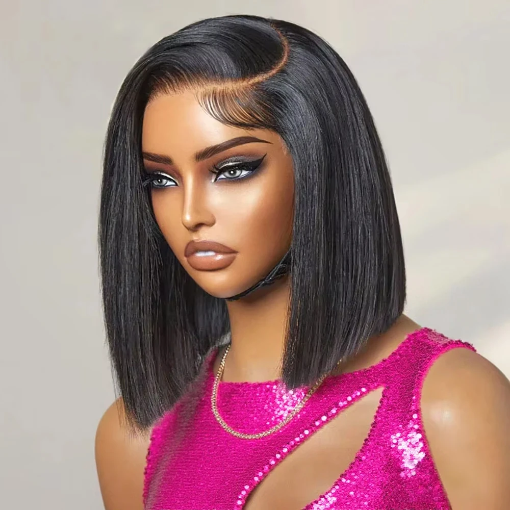 

Glueless 13x4 13x6 HD Lace Front Human Hair Wigs Brazilian 250% Density Straight Short Bob Wigs 7x5 Lace Frontal Wigs For Women