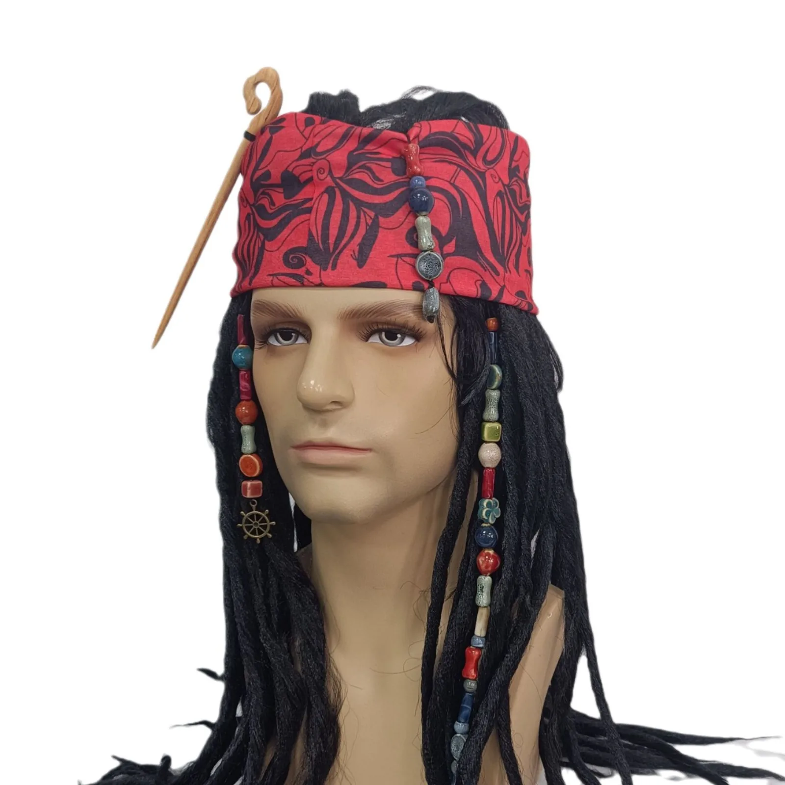 Pirates Wig Halloween Costume Party Props Coplay Festival Pirate Captain Hood Wig Set