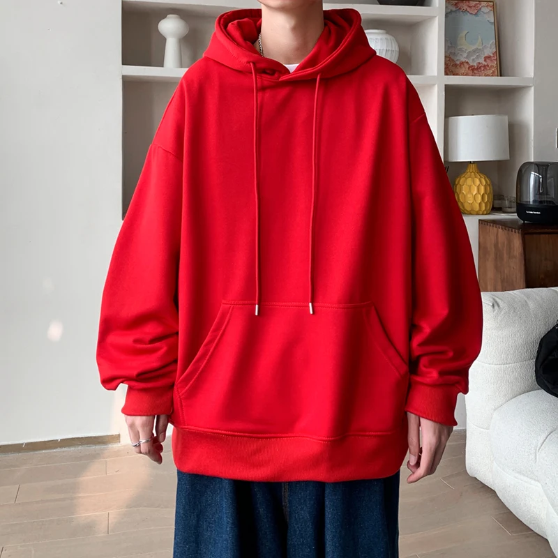 Heavy Japanese black hoodie men spring and autumn new fashion brand boys pullover hoodie coat clothes