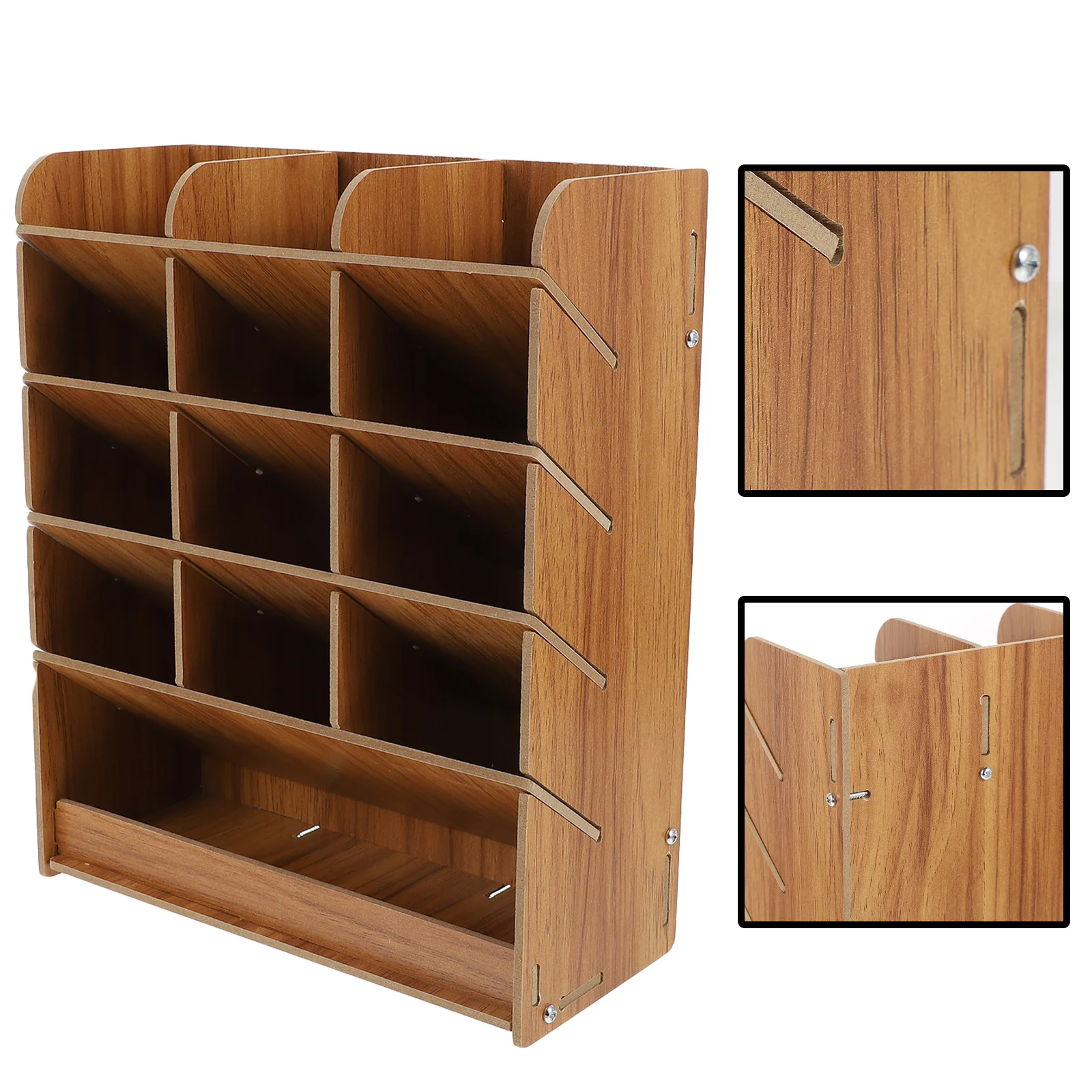 

Natural Wood Pen Holder Multi-Functional Desktop Decoration Meticulously Made Easy Clean Large Capacity Stationery Storage Box