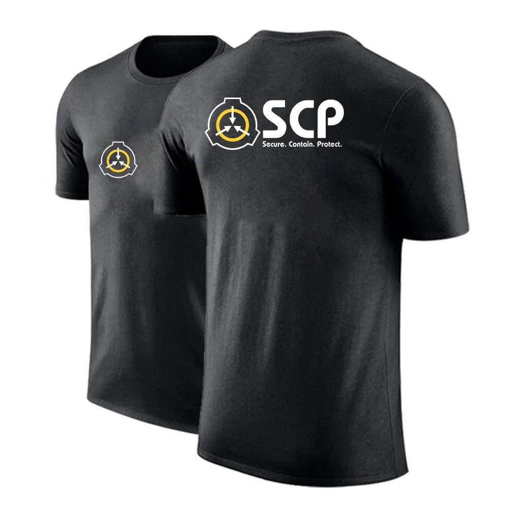 2024 Men's Scp Foundation New High Quality Cotton Fashion Casual Slim Fit Soild Short Sleeves T-Shirts Harajuku Comfrtable Tops