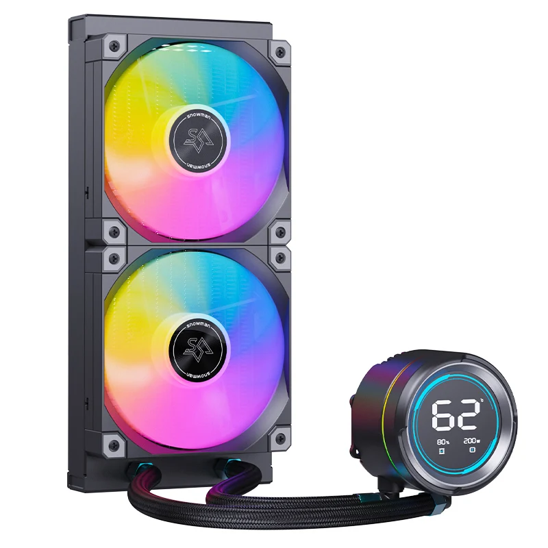 

SNOWMAN 240mm AIO CPU Cooler for Computer Case ARGB Addressable Rainbow LED Fans PWM Control Software Sync Customizable Aluminum