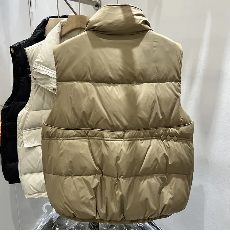 Fashion down cotton vest women's shoulder 2023 autumn and winter new item stand collar loose vest jacket