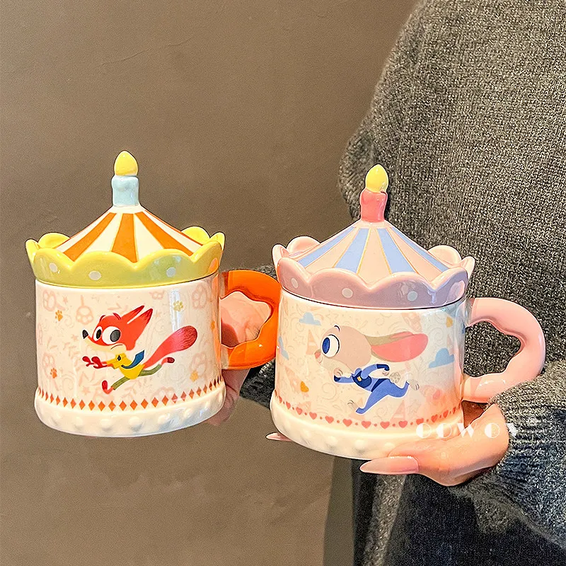 

Керамическая кружка для пары Zootopia Judy & Nick с крышкой, домашняя чашка для кофе и воды, изысканная подарочная коробка, подарок на день рождения для влюбленных