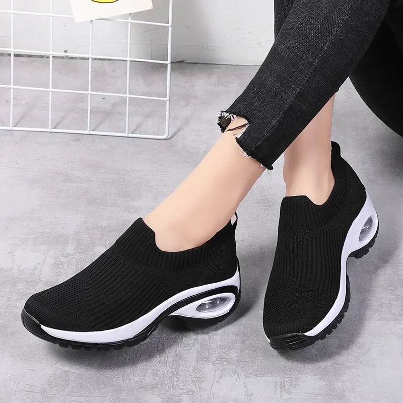 Fashion Casual Sport Shoes for Women 2022 New Wedge Platform Sneakers Women Air Cushion Mesh Breathable Women Vulcanized Shoes