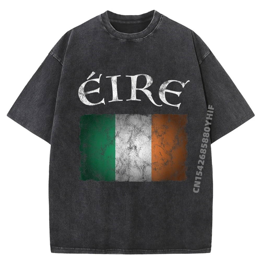 

Eire Ireland Flag I Irish St Patricks Day Idea Graphic T Shirts Men Oversized Female Washed Streetwear T Shirt