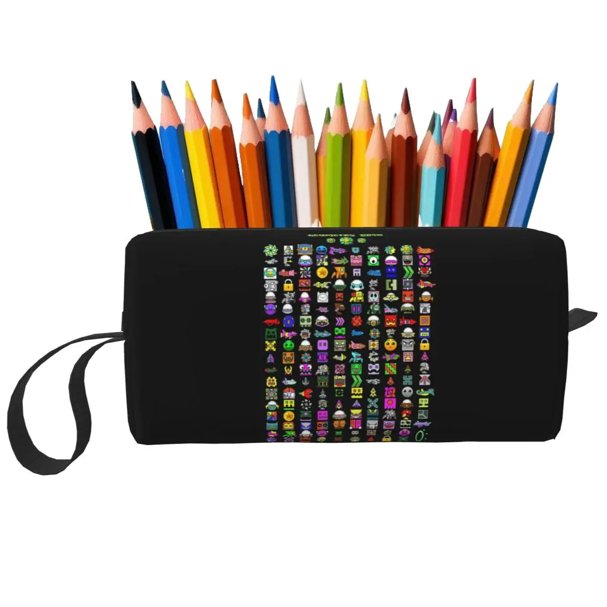 Geometry Dash Pencil Case for Boy Girl Pen Box Pencil Bag Stationery Supplies Women Organizer Pouch
