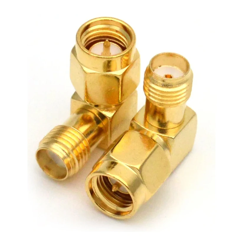 1 Piece Gold-Plated SMA Coaxial Connector Plug Jack Converter Right Angle 90 Degree SMA Male to SMA Female RF Adapter