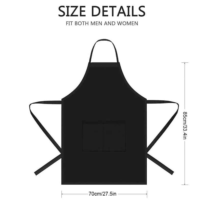 ILLUVA Waterproof cooking Apronwith Pockets, Black Kitchen Apron BBQApron for Men Women