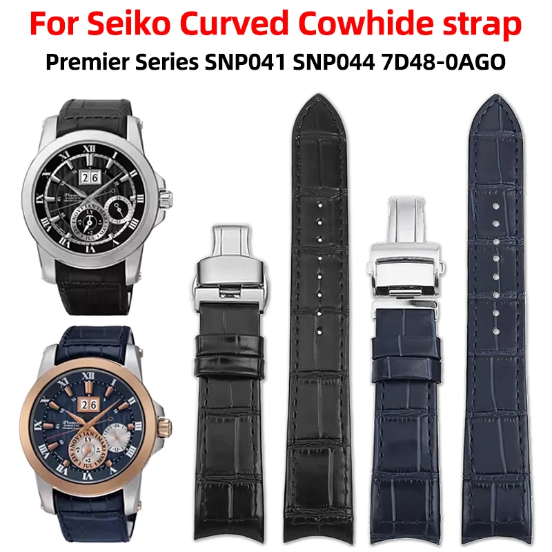 

Ремешок для часов Seiko Premier Series SNP025 SNP036 SNP037 SNP093 SNP041 SNP044 7D48-0AG0, изогнутый, из коровьей кожи, 21 мм