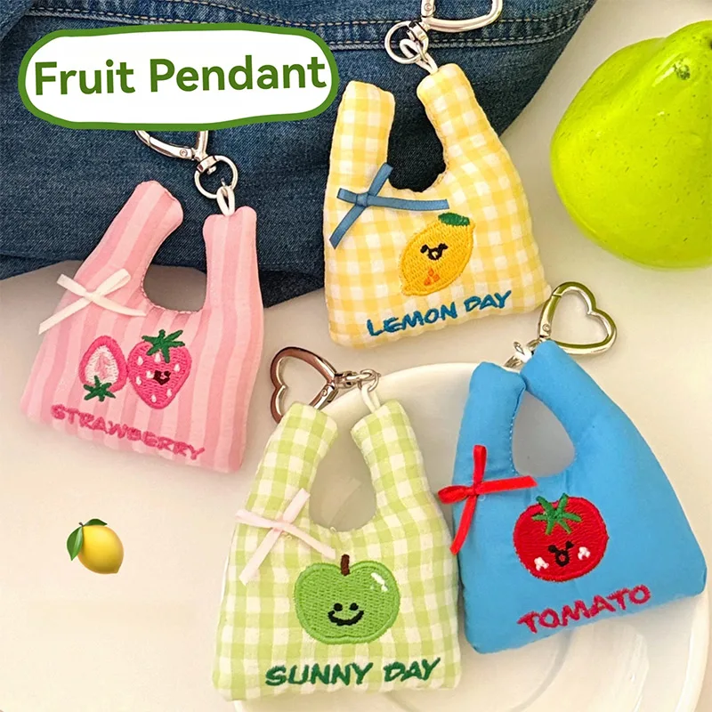 

Creative Mini Shopping Bag Pendant Versatile Backpack Fruit Embroidery Hanging Keychain Quality Couple's Best Friend Bag Pendant