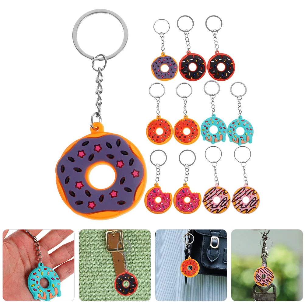 

Donut Keychain Pvc Soft Rubber Pendant Decoration 18pcs Keychains For Bag Purse Hanging Cartoon Ornament Decorative Gift