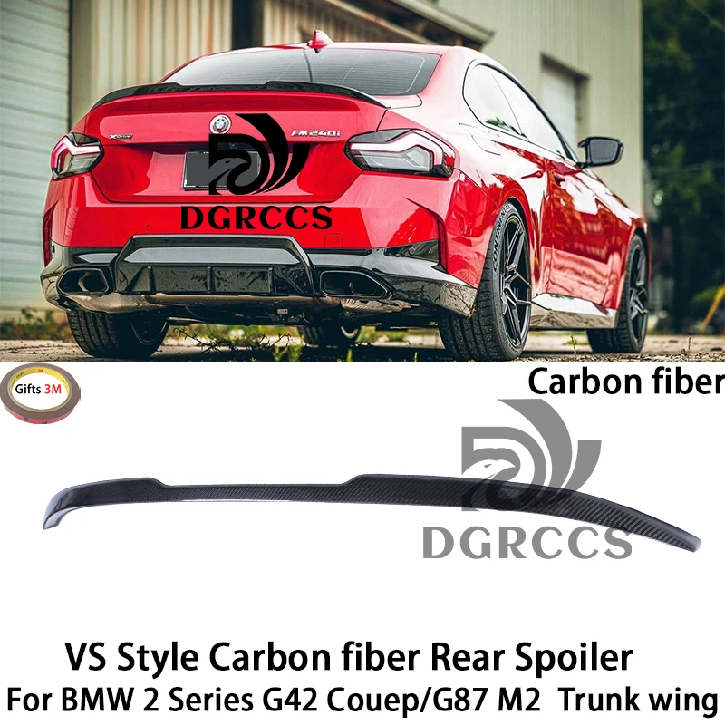 

For BMW 2 Series G42 Couep/G87 M2 VS Style Carbon fiber Rear Spoiler Trunk wing 2021-2024 Carbon fiber FRP primer