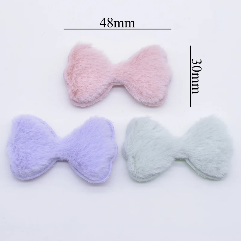 24Pcs Padded Plush Bow Appliques for DIY Handmde Headwear Hair Clips Decor Accessories Clothes Hat Leggings Sewing Patches