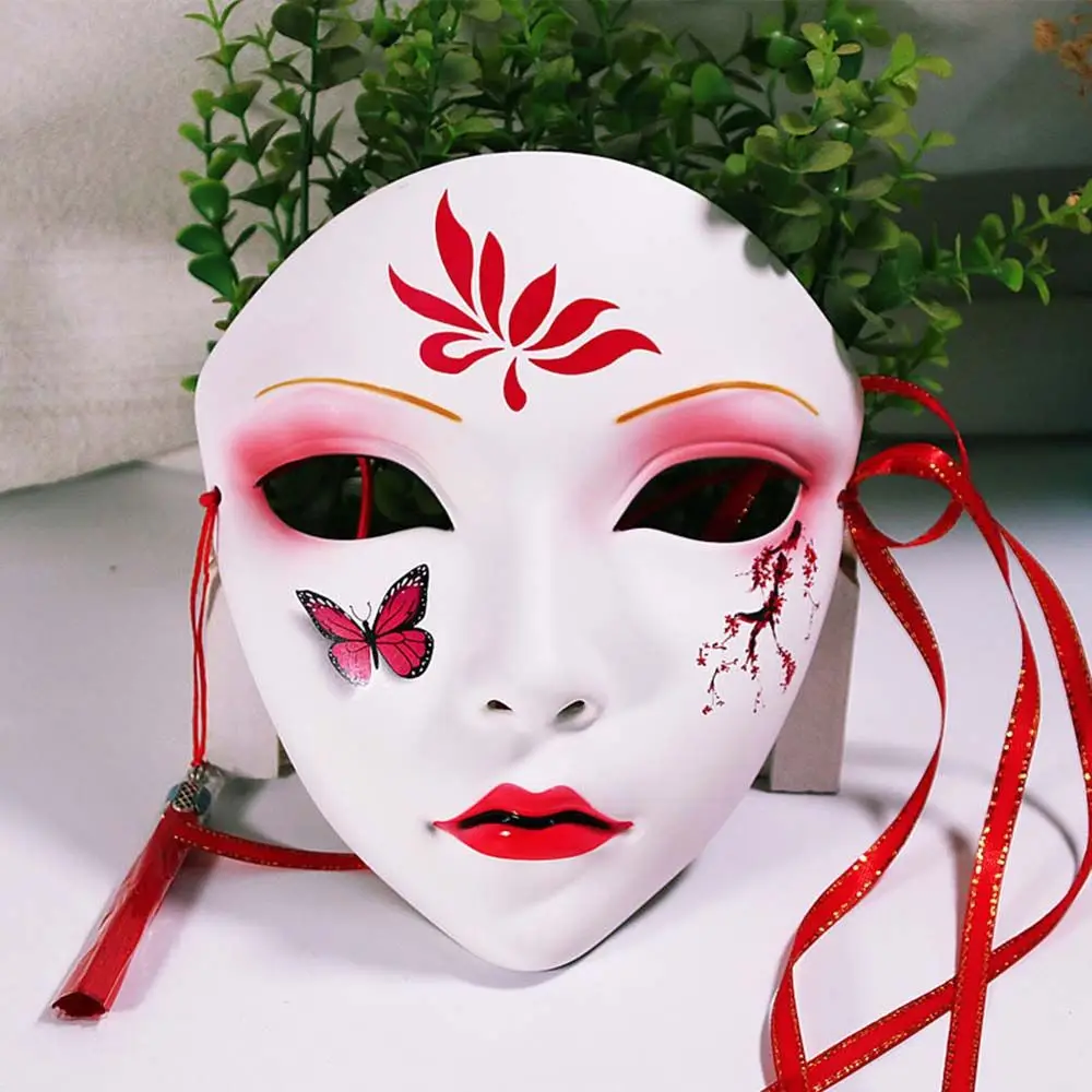 Flowers Hanfu Accessories With Tassels&Bell Butterfly Mask Halloween Cosplay Mask Party Mask Props Full Face Mask Party Props