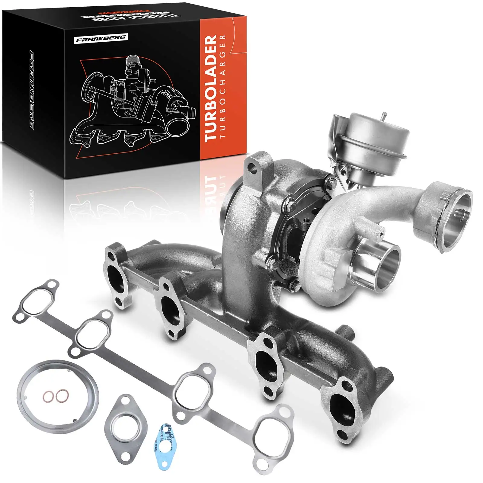Frankberg 1x Turbolader Abgaskrümmer Einheit für VW Golf Passat Touran Audi A3 Sportback Seat Altea XL Leon Skoda 038253056E
