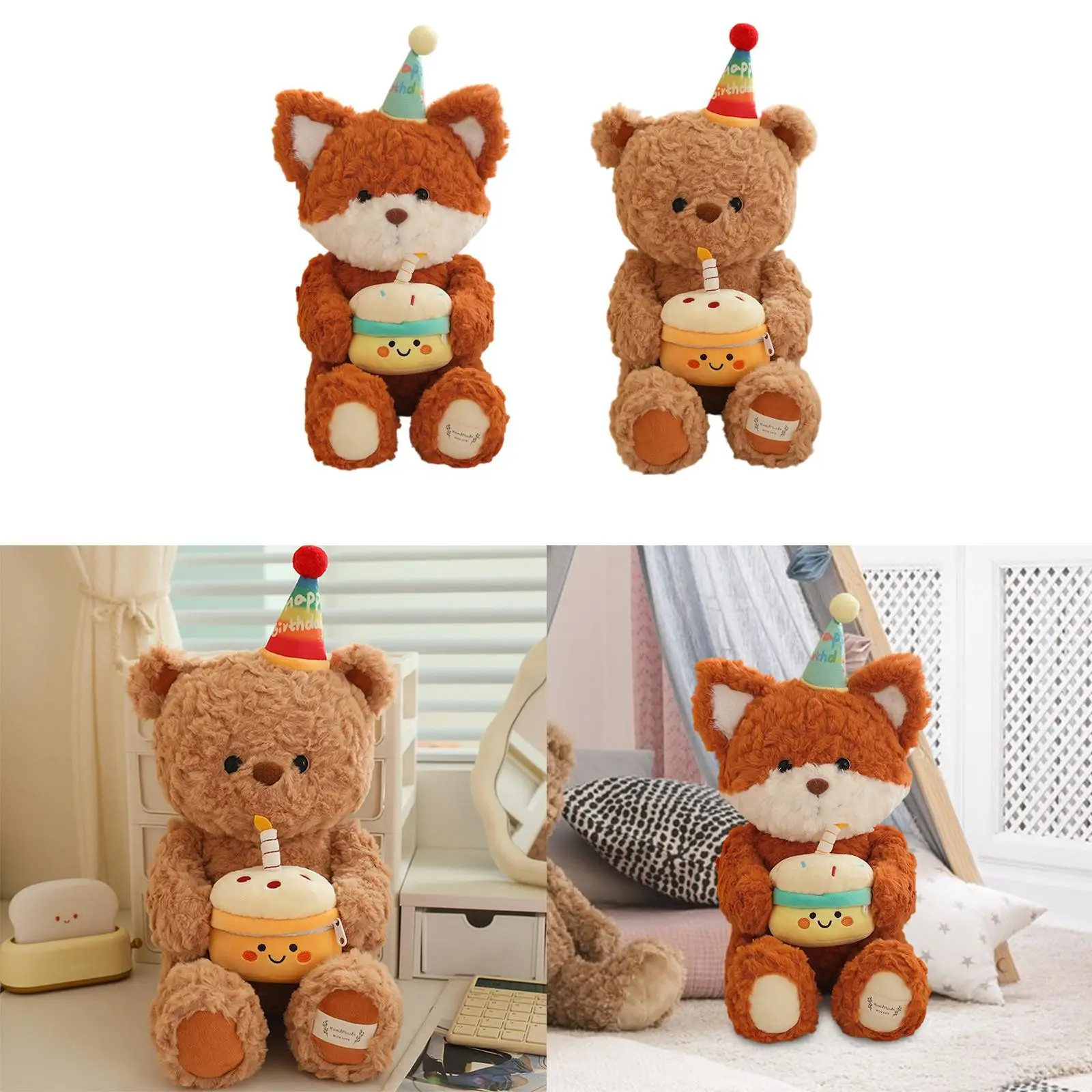 Plush Toy Kids Room Decor Cute Figure Plush Animal Toy Stuffed Animal Doll for Family Kids Boys Girls Adults Birthday Gifts