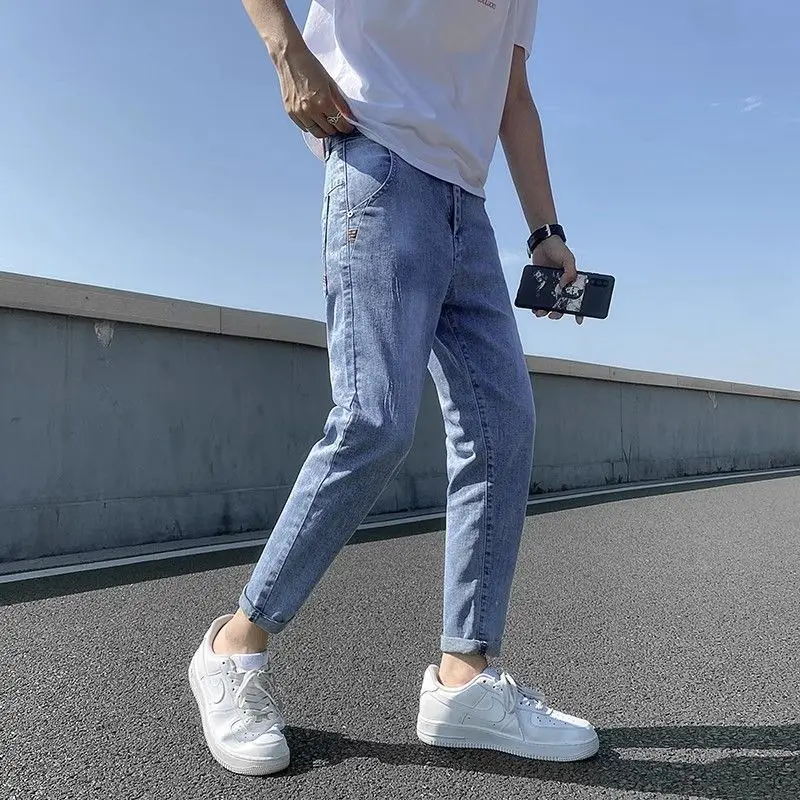 Summer Thin 2025 New Deimn Jeans Men's Slim-fitting Pants Korean Casual Pants Fashion Spring and Summer Jeans Men's Luxury New