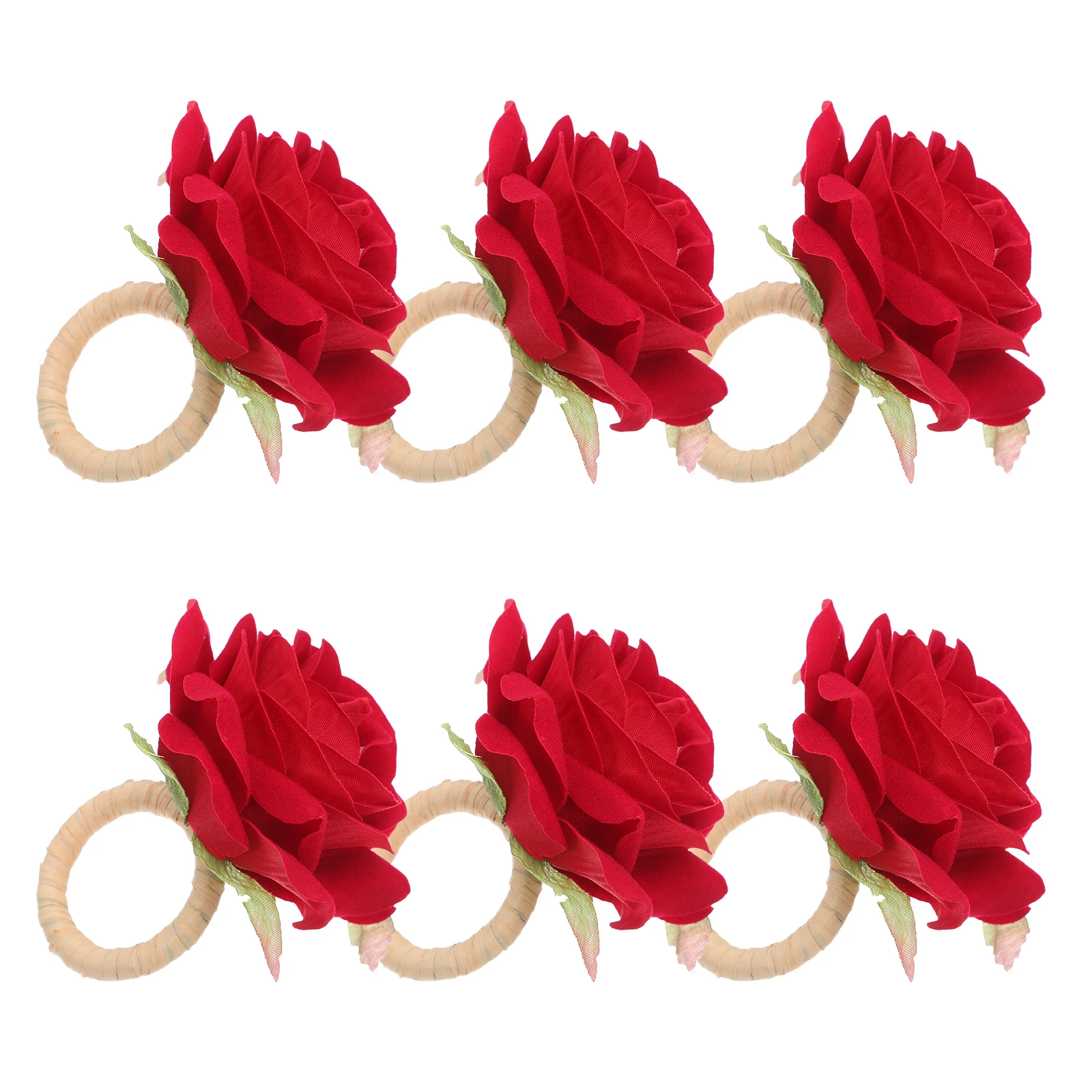 

6 Pcs Rose Napkin Buckle Flower Rings Banquet Luncheon Holiday Floral Table Decorations Manual