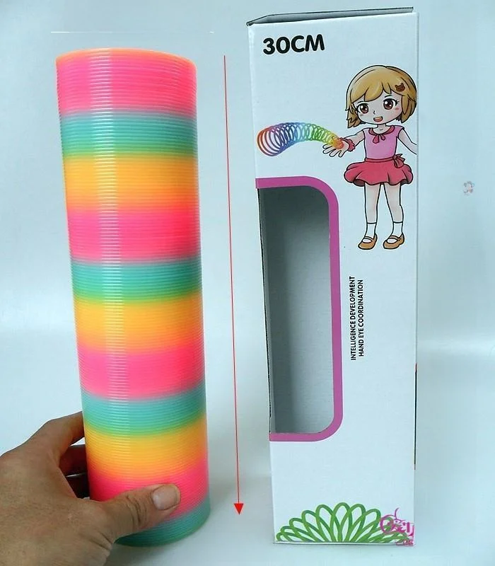 

Large Rainbow Plastic Staing Rings Toy Glowing Elastic Pull Ring for Children And Adults Magic Spring Toy Night Light