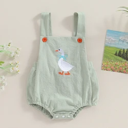 Baby Girl Sleeveless Romper Summer Duck Print Suspender Jumpsuit for Newborn Toddler Cute Clothes