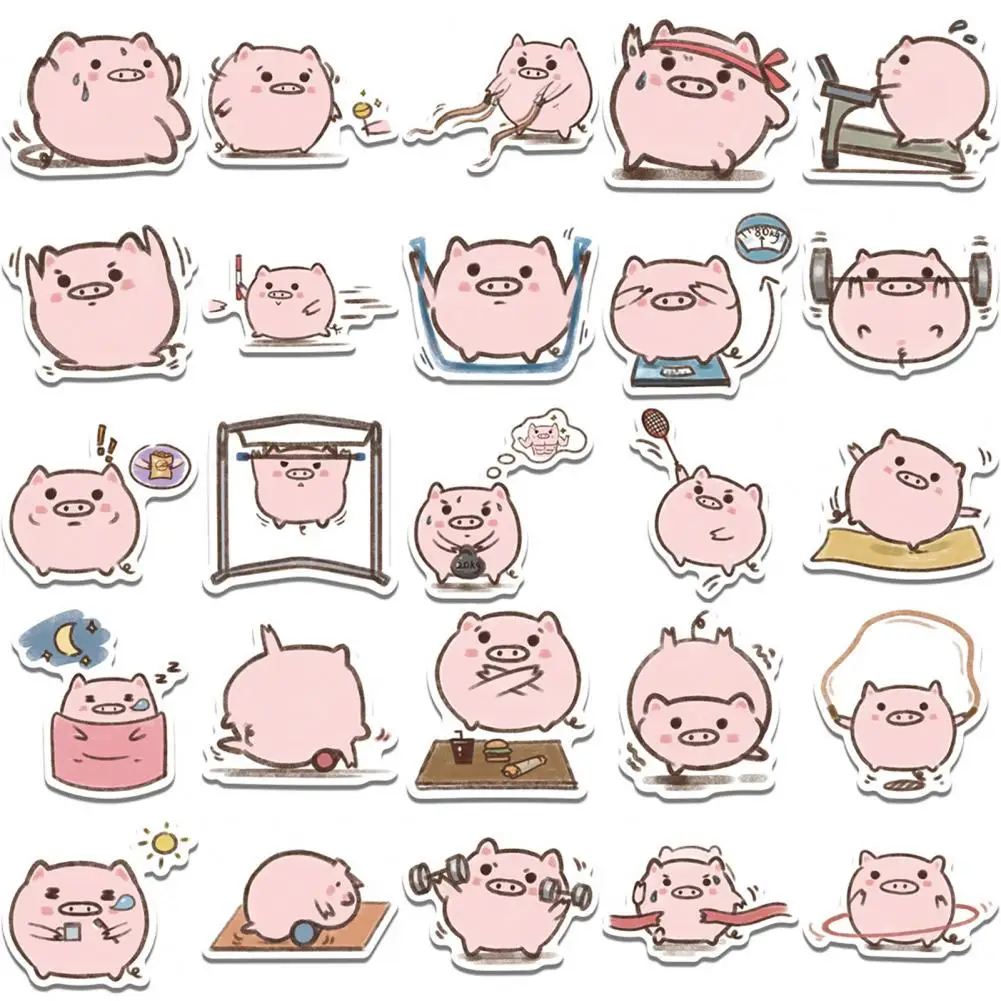 Cartoon Pig Stickers Fade-resistant Pig Stickers Cute Pig Stickers Waterproof Fade-resistant Decals for Laptops Phone Cases More