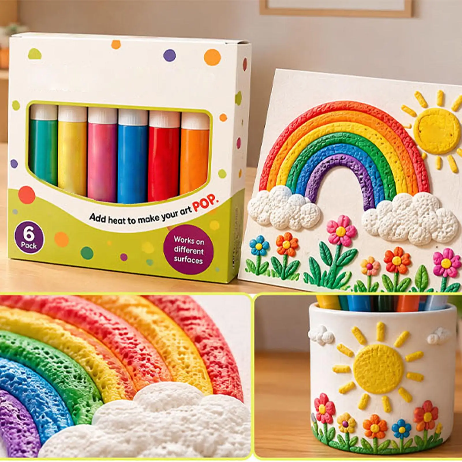 Diy Bubble Popcorn Painting Pen Magic Bubble Pen 3D Art Pen Children'S Painting Coloring Creative Marker Pen 60ml view 2