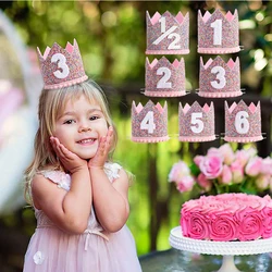 Cappello da principessa Crown per festa di compleanno per bambini metà anno 1 2 3 anni Fascia per capelli Baby Shower Forniture per decorazioni di compleanno per bambini