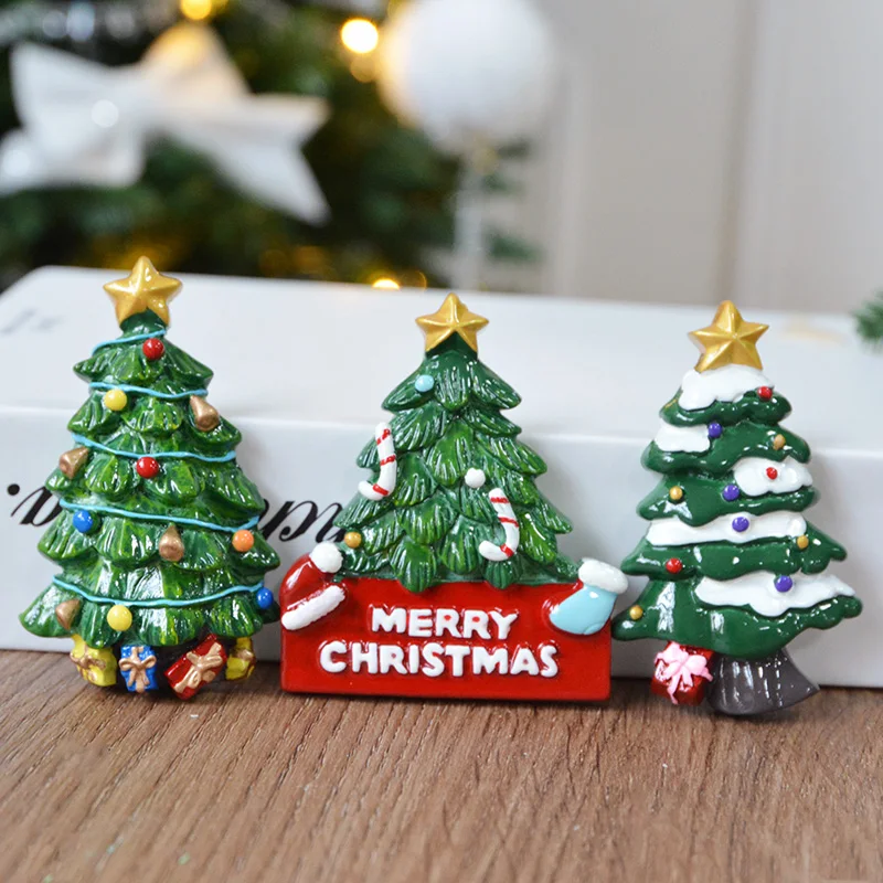 Christmas tree, Santa Claus, snowman, teddy bear, star magnet, resin three-dimensional design, refrigerator sticker