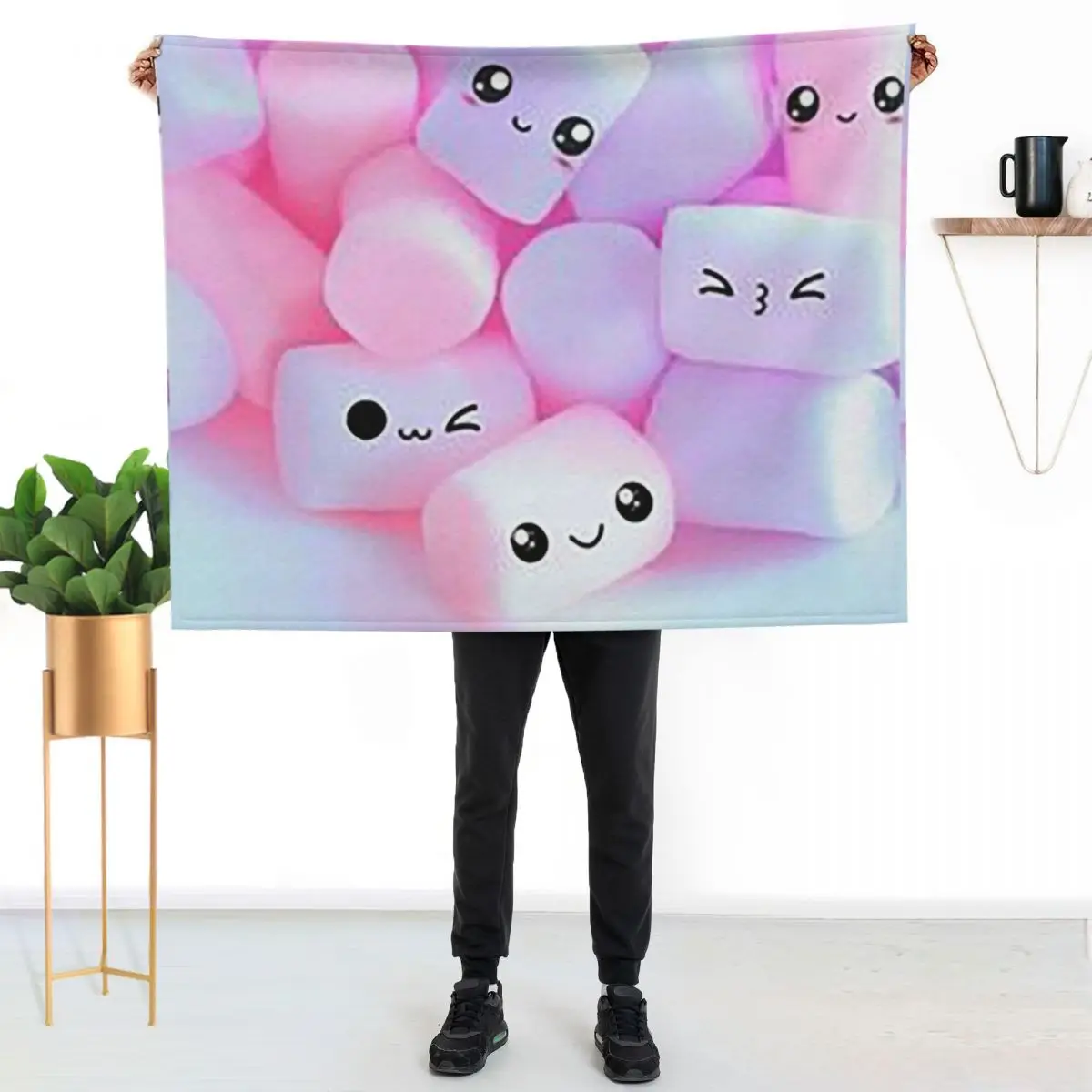 Funny marshmallow Throw Blanket Luxury Designer Sleeping Bag sofa bed Decorative Sofa funny gift Travel Blankets