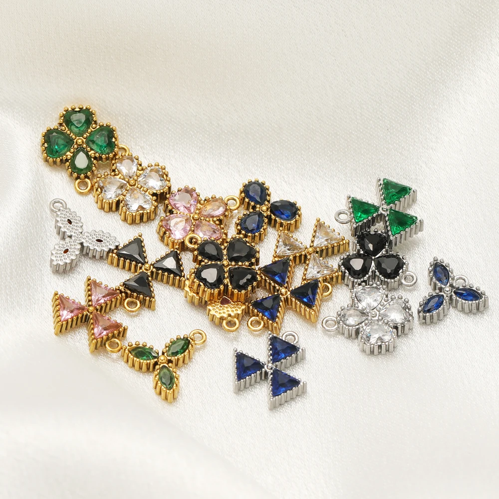 5 Stück Kristall-Wassertropfen-Herzanhänger aus Edelstahl, Dreieck-Anhänger, Glas-Halsketten-Zubehör, Armband, DIY-Schmuck, Ohrring-Herstellung – Detail 5