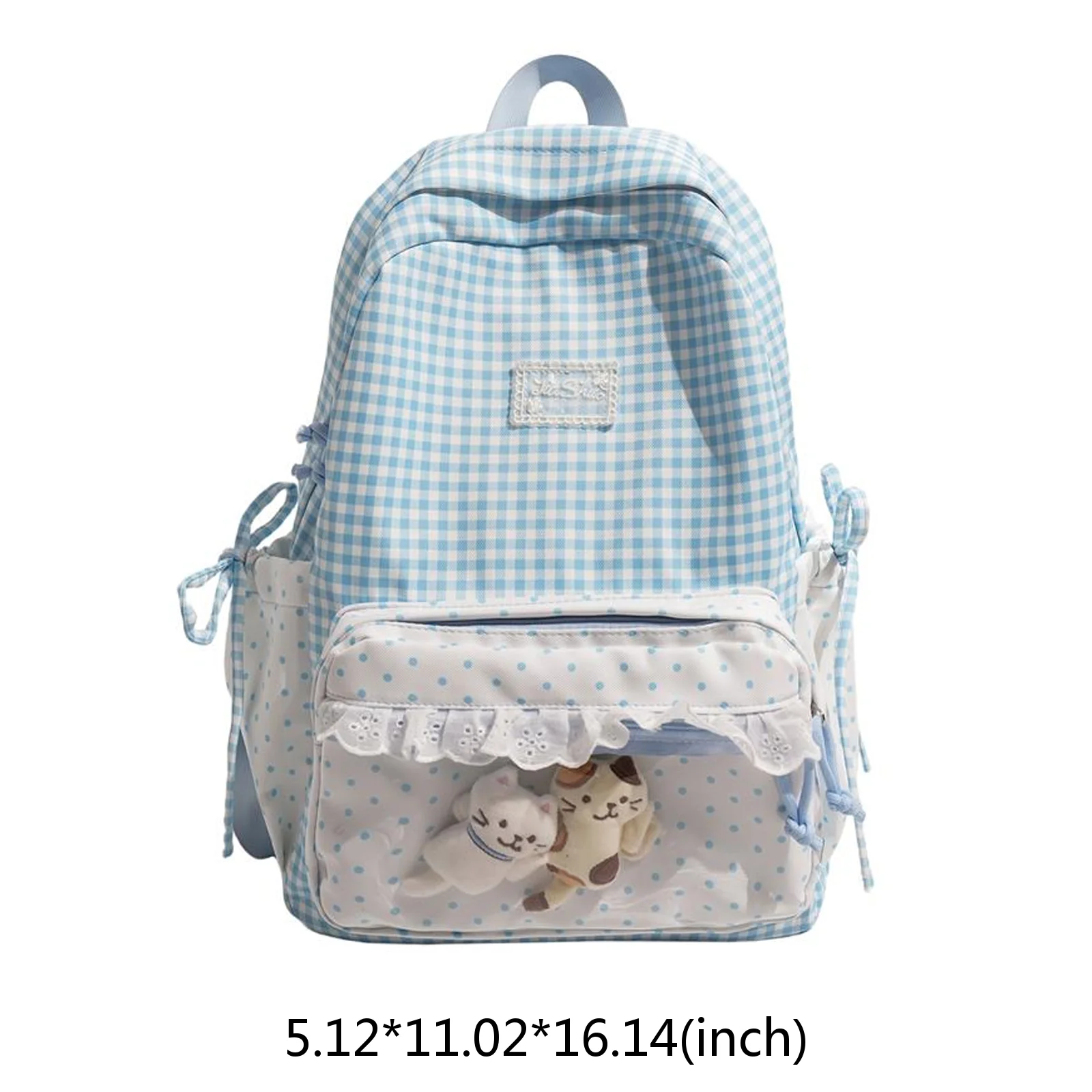 Women Polka Dot Rucksack Large Capacity Soft Lace Daypack Transparent Pockets Cute Lightweight Backpacks Travel Carrying Package