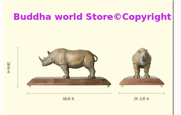 58CM LARGE top Global christmas White Rhinoceros color brass Christmas home office business art animal TOP Ornament