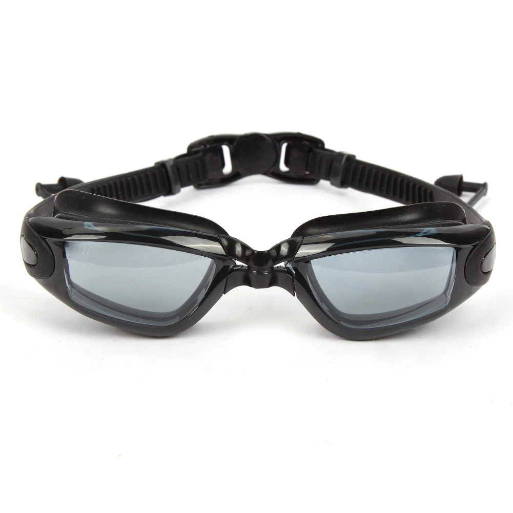 2-teilige Schwimmbrille mit Ohrstöpseln, schwarze, transparente, flache, leichte Schwimmbrille