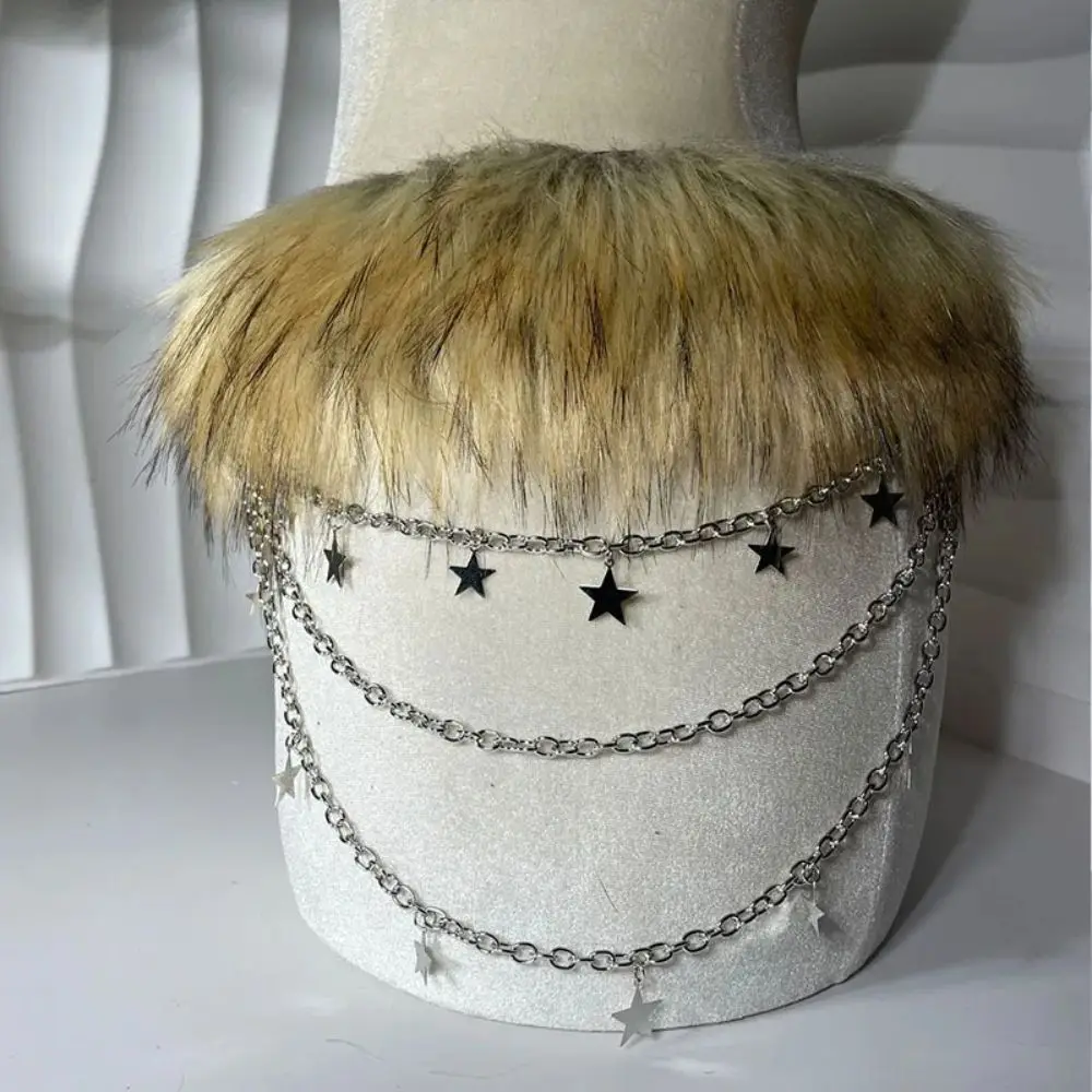 الرجعية العصرية تصميم فو الفراء أحزمة Y2K النساء موضة المعادن سلسلة من الخرز أحزمة فروي الفراء راعية البقر زنار لحزب النادي