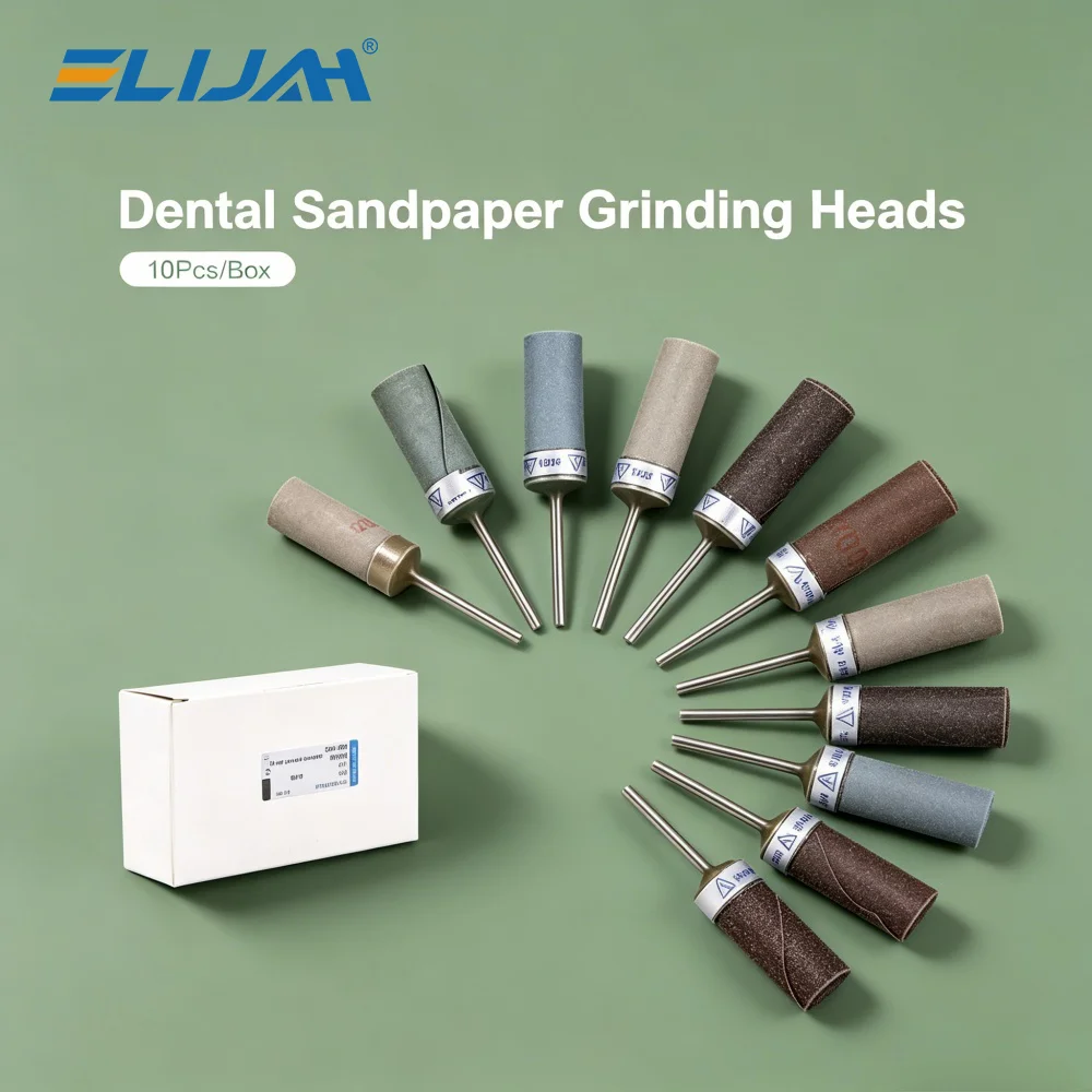 

ELIJAH Dental Sandpaper Grinding Heads 10Pcs/Box Grit 2.35mm Shank Mini Drill Bit Buffing Wheel for Composite Resin Polishing