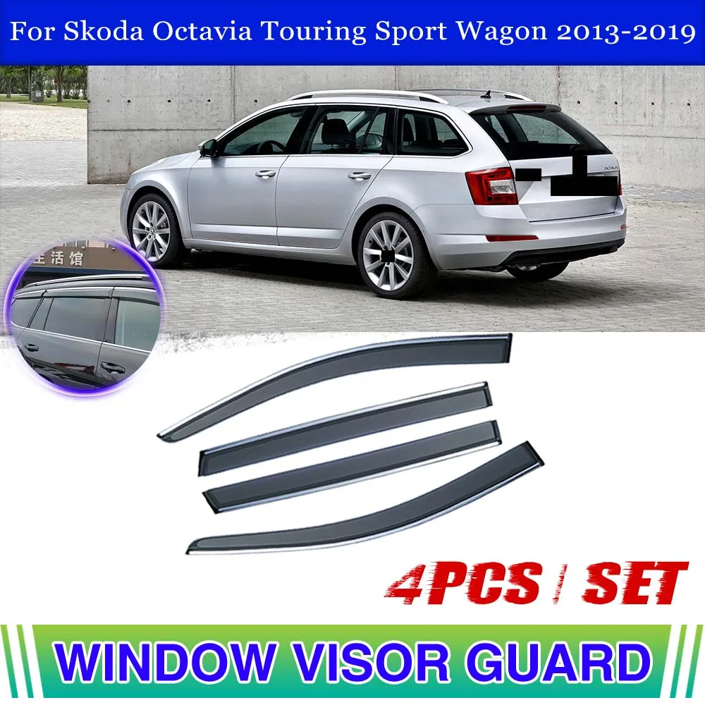 Car Window Visor For Skoda Octavia Touring Sport Wagon 2013 2014-2019 Deflectors Window Rain Guard Weathershield Sun Rain Guard